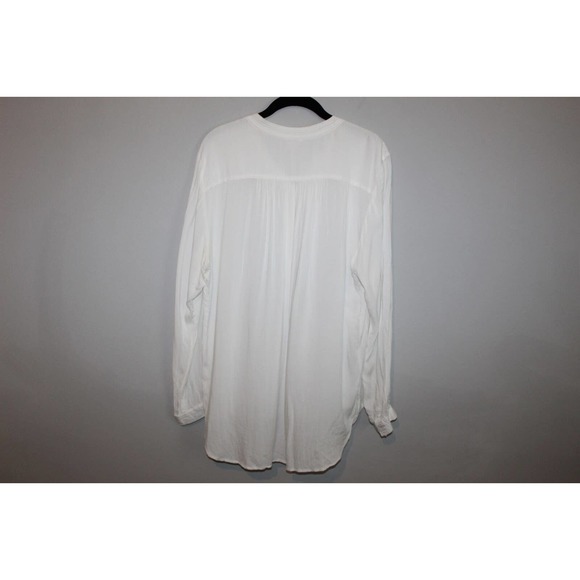 Sundance Pleated Pintuck Peasant Button Front Top White Long Sleeve Large HW8806 - Picture 5 of 9